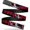 Black Buckle Web Belt - HARLEY QUINN Bomb Poses/Suits Black/Purple/Red Webbing