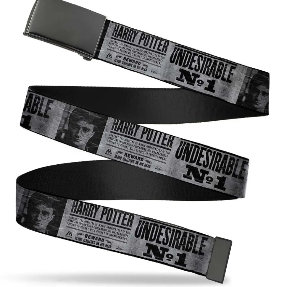 Black Buckle Web Belt - Harry Potter UNDESIRABLE NO 1 White/Black Webbing