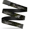 Black Buckle Web Belt - Harry Potter Wand Pose/OLLIVANDERS-MAKERS OF FINE WANDS Black/Browns/Golds Webbing