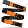 Black Buckle Web Belt - HEMI 426 Logo Repeat Orange/Black Webbing