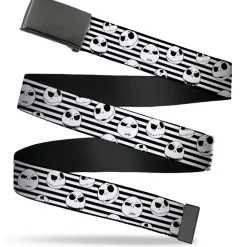 Black Buckle Web Belt - Jack Expressions/Stripe White/Black Webbing