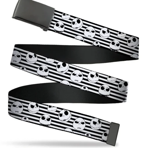 Black Buckle Web Belt - Jack Expressions/Stripe White/Black Webbing