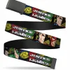Black Buckle Web Belt - JUSTICE LEAGUE Logo/4-Superhero Panels Pop Art Webbing