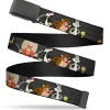 Black Buckle Web Belt - Looney Tunes 6-Character Pose Lineup Gray/Black Webbing
