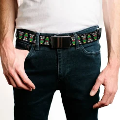 Black Buckle Web Belt - Marvin the Martian Pose Flip/Lab Equipment Black/Gray Webbing