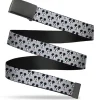 Black Buckle Web Belt - Mickey Mouse Smiling Face Monogram Gray Webbing