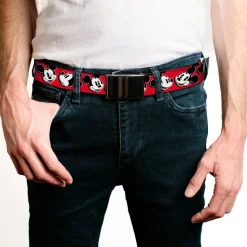 Black Buckle Web Belt - Mickey Mouse Expressions Red/Black/White Webbing