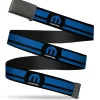 Black Buckle Web Belt - MOPAR Logo/Stripe Black/Blue Webbing