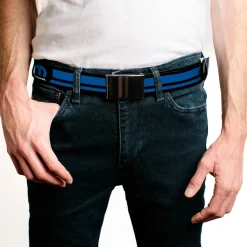 Black Buckle Web Belt - MOPAR Logo/Stripe Black/Blue Webbing