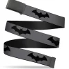 Black Buckle Web Belt - Retro Bat Logo Gray/Black Webbing