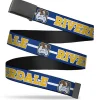 Black Buckle Web Belt - RIVERDALE/Bulldog Mascot Stripe Blue/White/Yellow Webbing