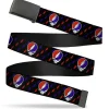 Black Buckle Web Belt - Steal Your Face Repeat w/Mini Lightning Bolt Black/Red/White/Blue Webbing