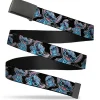 Black Buckle Web Belt - Stitch Poses/Hibiscus Sketch Black/Gray/Blue Webbing