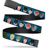 Black Buckle Web Belt - THE JUSTICE LEAGUE 1-Bit 7-Superhero Faces Blues Webbing
