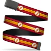 Black Buckle Web Belt - The Flash Logo11/Stripe Burgundy/Black/Gold/White Webbing