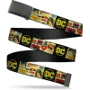 Black Buckle Web Belt - Vintage DC Comics Superhero and Logos Collage Black Webbing