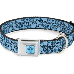 Blue's Clues Paw Full Color Blues Seatbelt Buckle Collar - Blue's Clues Blue Poses Scattered Blues