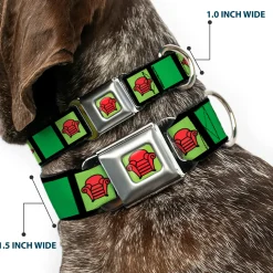 Blue's Clues Steve's Thinking Chair Full Color Green/Black/Red Seatbelt Buckle Collar - Blue's Clues Steve's Stripe and Thinking Chair Black/Greens/Red