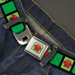 Blue's Clues Steve's Thinking Chair Full Color Green/Black/Red Seatbelt Belt - Blue's Clues Steve's Stripe and Thinking Chair Black/Greens/Red Webbing