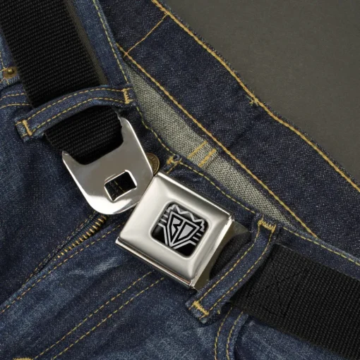 Buckle Down Seat Belt Buckle Black Nylon Belt for Men