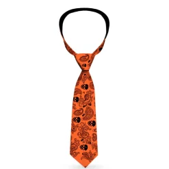 Buckle-Down Necktie - Bandana/Skulls Orange/Black