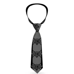 Buckle-Down Necktie - BD Monogram2 Gray/Black