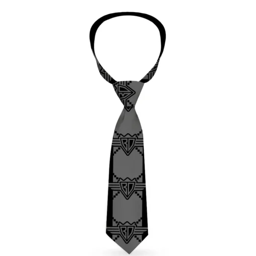 Buckle-Down Necktie - BD Monogram2 Gray/Black