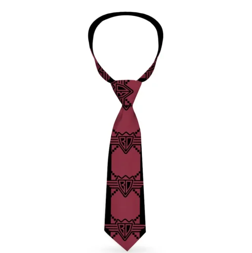 Buckle-Down Necktie - BD Monogram2 Red/Black