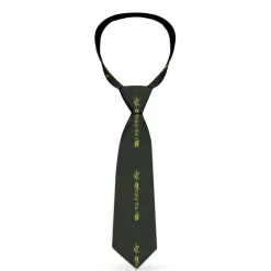 Buckle-Down Necktie - BD Winged Skull ENJOY THE RIDE Olive/Lime Green