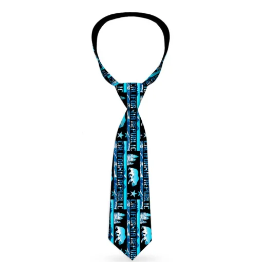 Buckle-Down Necktie - CALIFORNIA REPUBLIC/Bear/Stars Silhouette Black/Scenic Mountains