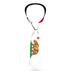 Buckle-Down Necktie - California Flag White w/Stripe