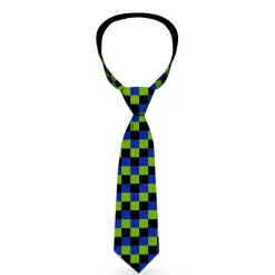 Buckle-Down Necktie - Checker Trio Green/Black/Blue
