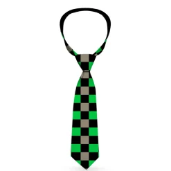 Buckle-Down Necktie - Checker Black/Gray/2 Green