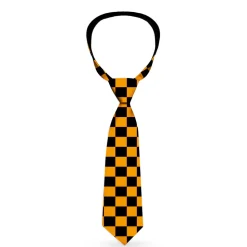 Buckle-Down Necktie - Checker Black/Neon Orange