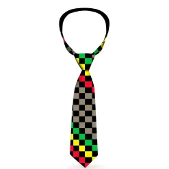 Buckle-Down Necktie - Checker Stripe Black/Gray/Rasta