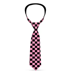 Buckle-Down Necktie - Checker Black/Pink