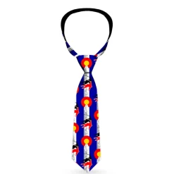 Buckle-Down Necktie - Colorado Skier1 Red/Mountains