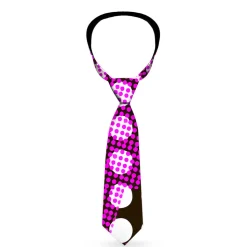Buckle-Down Necktie - Eighties Stars1 Black/White/Fuchsia