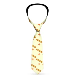Buckle-Down Necktie - Fleur-de-Lis2 Stripes Tan/Orange/Brown/Green