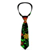 Buckle-Down Necktie - Floral Collage Black/Red/Orange/Green