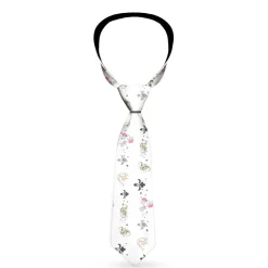 Buckle-Down Necktie - Flower Splatter White/Gray