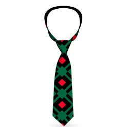 Buckle-Down Necktie - Geometric3 Black/Forest Green/Red