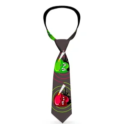 Buckle-Down Necktie - Green & Red Dragons Smoking Gray