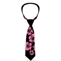 Buckle-Down Necktie - Hibiscus Weathered Black/Pink