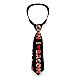 Buckle-Down Necktie - I "Heart" BACON Black/Bacon