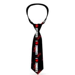 Buckle-Down Necktie - I "Heart" ZOMBIES Bold Splatter Black/White/Red