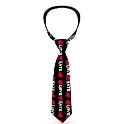 Buckle-Down Necktie - Love/Hate Black/White/Fuchsia
