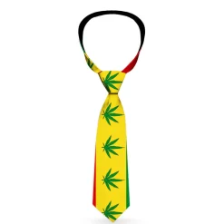 Buckle-Down Necktie - Marijuana Leaf Repeat Rasta