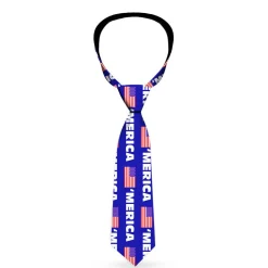 Buckle-Down Necktie - MERICA/US Flag Blue/White/Red
