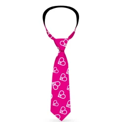 Buckle-Down Necktie - Mini Peace Hearts Fuchsia/White